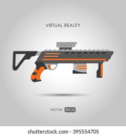 Gun for virtual reality system. Game weapons. Vector illustration