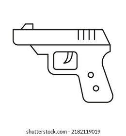 Arma, icono de la línea de concepto de arma. Ilustración de elemento simple. Arma, diseño de símbolo de contorno de armamento de conjunto de guerra. Se puede usar para web y móvil con fondo blanco