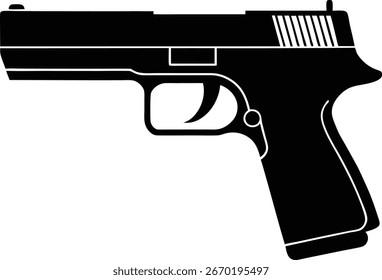 Diseño de Vector de silueta de arma de pistola para uso educativo.