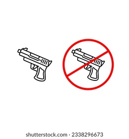 Icono de la línea del vector de arma en fondo blanco