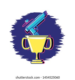 gun weapon video game with trophy cup