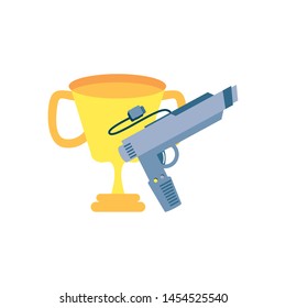 gun weapon video game with trophy cup