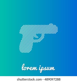 Gun White stroke fill with blue and green gradient background Icon / Logo Design