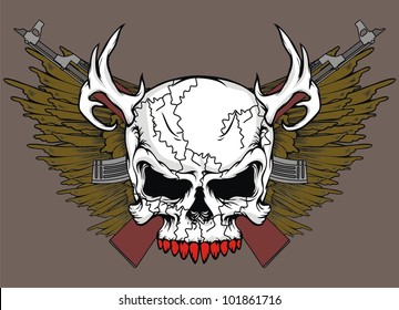 gun wing skull isolated