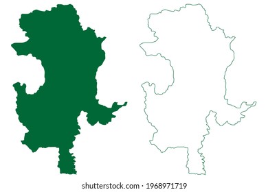 Guna District (Madhya Pradesh State, Gwalior Division, Republik Indien), Vektorgrafik, Skizze Guna Karte