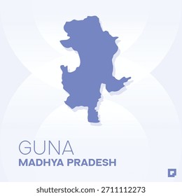GUNA District Map, Madhya Pradesh, India – Editable Vector Outline.