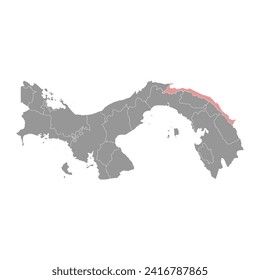 Guna Yala map, administrative division of Panama. Vector illustration.