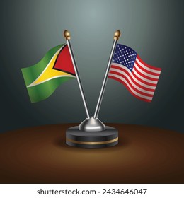 Gunaya and United States table flags with gradient backgrund. Vector Illustration
