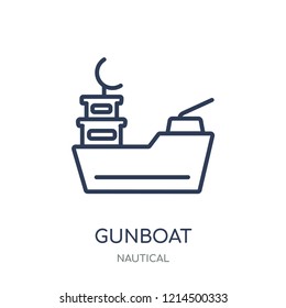 gunboat icon. gunboat linear symbol design from Nautical collection. Simple outline element vector illustration on white background.