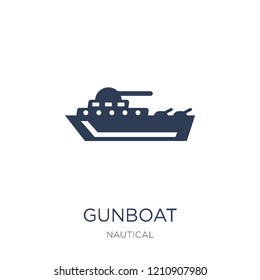 gunboat icon. Trendy flat vector gunboat icon on white background from Nautical collection, vector illustration can be use for web and mobile, eps10