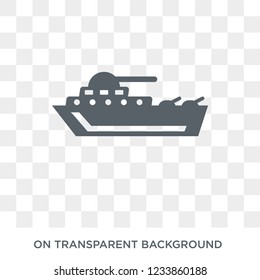 gunboat icon. Trendy flat vector gunboat icon on transparent background from Nautical collection. 