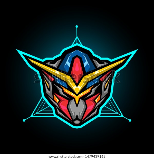 Gundam Head Illustration Sacred Geometry Background Stock Vector Royalty Free 1479439163