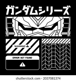 gundam illustration vector sticker design apparel with japanese text gundam-series svg