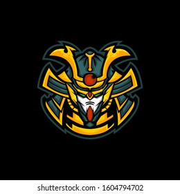 gundam with  samurai head mascot logo design. vector illustration