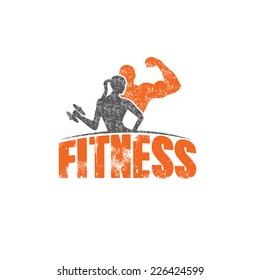 gunge man and woman of fitness silhouette character vector design template