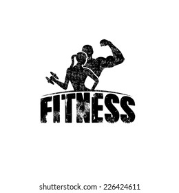 gunge man and woman of fitness silhouette character vector design template