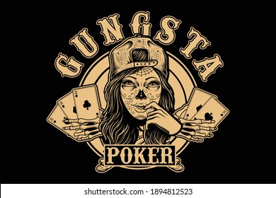 Gungsta Poker T Shirt Illustration