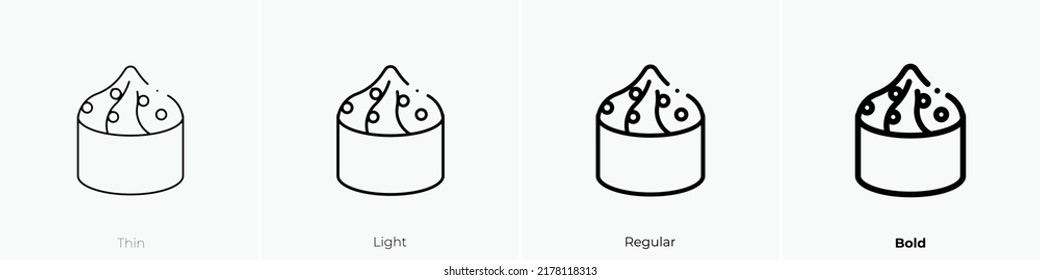 gunkan icon. Thin, Light Regular And Bold style design isolated on white background