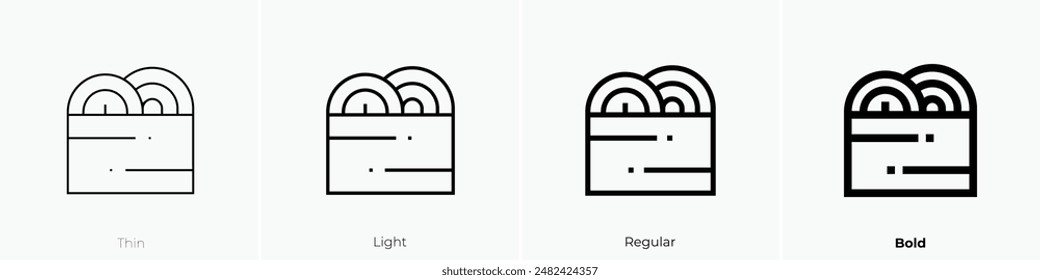 gunkan icon. Thin, Light Regular And Bold style design isolated on white background