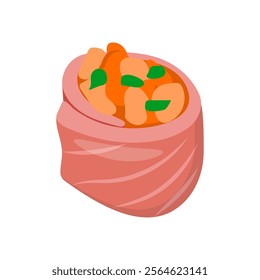 Gunkan Maki Roll Seafood Vector Illustration, Isolated