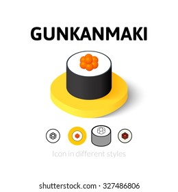 Gunkanmaki icon, vector symbol in flat, outline and isometric style