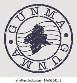 Gunma, Japan Stamp Postal. A Map Silhouette Seal. Passport Round Design. Vector Icon Design Retro Travel.