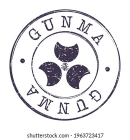 Gunma, Japan Stamp Postal. Silhouette Seal. Flag Passport Round Design. Vector Icon. Design Retro Travel. National Symbol.