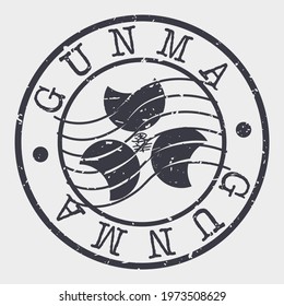 Gunma, Japan Stamp Postal. Silhouette Seal. Flag Passport Round Design. Vector Icon. Design Retro Travel. National Symbol.