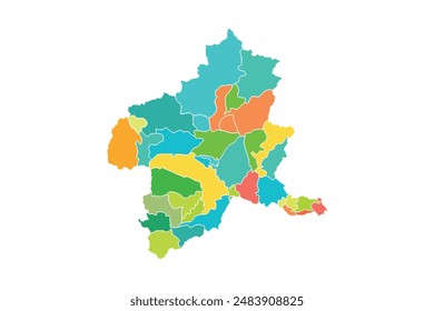 Gunma map isolated modern colorful style. for website layouts, background, education, precise, customizable, Travel worldwide, map silhouette backdrop, earth geography, political, reports. 
