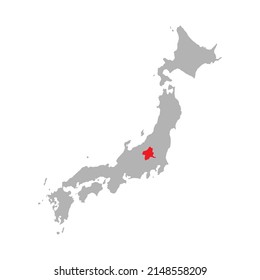 Prefectura de Gunma resaltada en el mapa de Japón