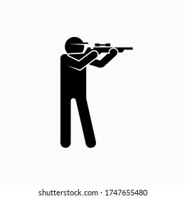 Gunman Icon. Shooter Symbol - Vector. Presented In Glyph Style.