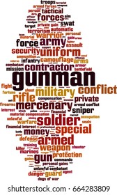 Gunman word cloud concept. Vector illustration