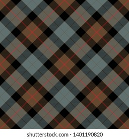 Gunn Weathered Tartan. Diagonal cell, seamless pattern for fabric, kilts, skirts, plaids