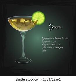 Gunner non-alcoholic cocktail drink vector