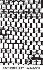 Gunny grunge thread overlay texture. Distress weaving background. Empty black design template. EPS10 vector.