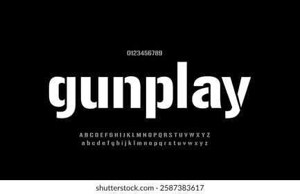 gunplay vector font alphabet with numbers