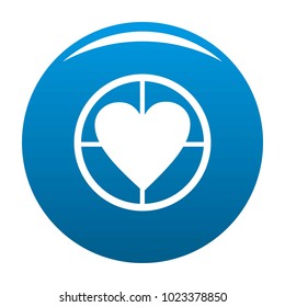 Gunpoint heart icon vector blue circle isolated on white background 