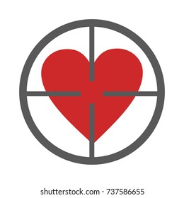 Gunpoint heart icon. Vector simple illustration of gunpoint heart icon isolated on white background