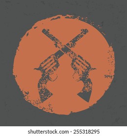 Guns design on grunge background, grunge vector
