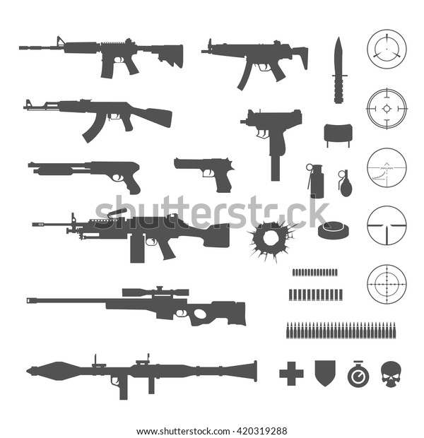 銃とゲームエレメントのアイコン のベクター画像素材 ロイヤリティフリー