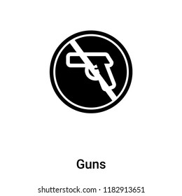 Guns icon vector isolated on white background, logo concept of Guns sign on transparent background, filled black symbol