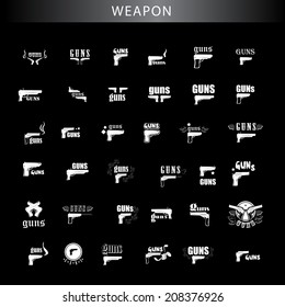 Guns Icons Set - Isolated On Gray Background - Vector Illustration, Graphic Design Editable For Your Design