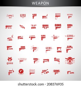 Guns Icons Set - Isolated On Gray Background - Vector Illustration, Graphic Design Editable For Your Design