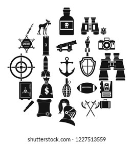 Guns icons set. Simple set of 25 guns vector icons for web isolated on white background