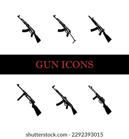 Iconos de armas. Ilustración vectorial. Juego de armas.