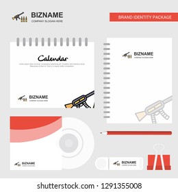 Guns  Logo, Calendar Template, CD Cover, Diary and USB Brand Stationary Package Design Vector Template