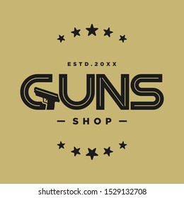 Guns Logo Concept, Clever Typography Logo Design Vector