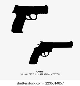 ilustración vectorial de silueta de pistolas. ilustración aislada