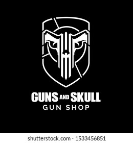 Guns and Skull concept a unique and strong symbol vector. can be used for tshirt print, gun shop, team logo, or any other purpose.