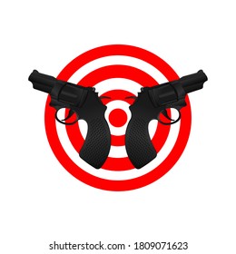 guns and target, rifle, pistol vector icons
